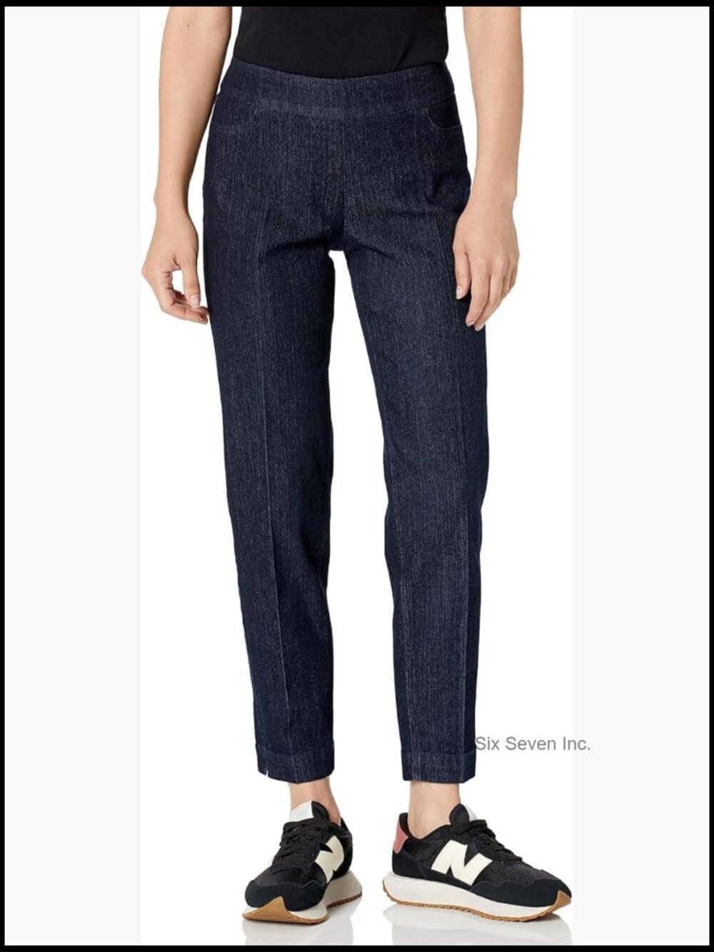 Wide Band Pull-on Straight Leg Crop Pant with Tummy Control Size Plus